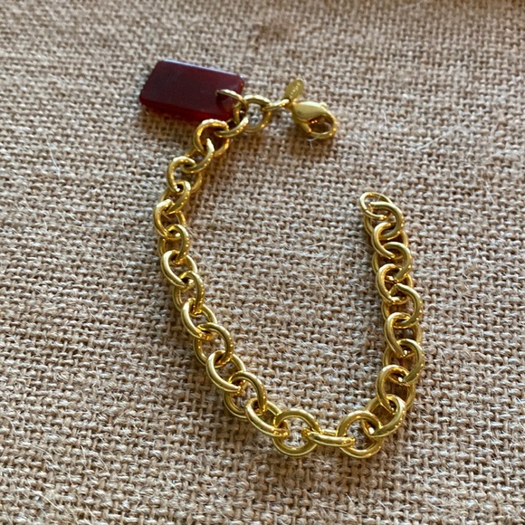 Vintage Monet gold chain bracelet with stone - Picture 1 of 4